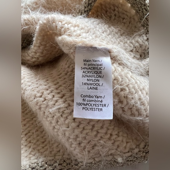 Ramy Brook Sweater Wool Blend cream gold wide sleeves New York Top Luxury L - Picture 5 of 10